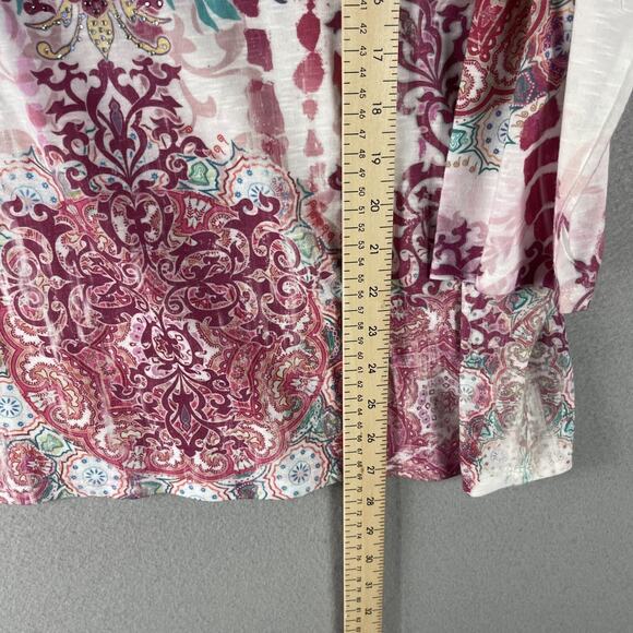 Reba Top Women 2X Burnout Southwestern Rhinestone Aztec Artsy Stretchy Patterned - Picture 8 of 13